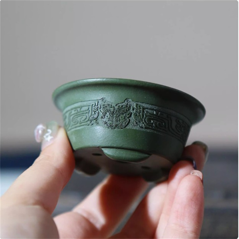Bonsai Garden For Desk - Ceramic Carved Mini Bonsai Pot,Small Vase,
