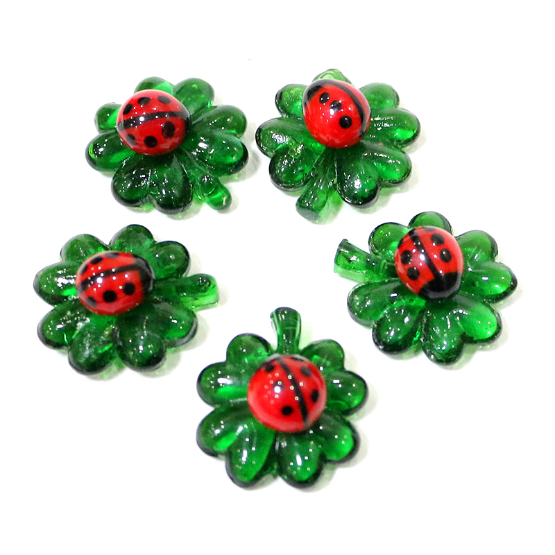 5pcs Green Mini Glass Four-Lea - Bonsai Garden Chinese Garden review and price